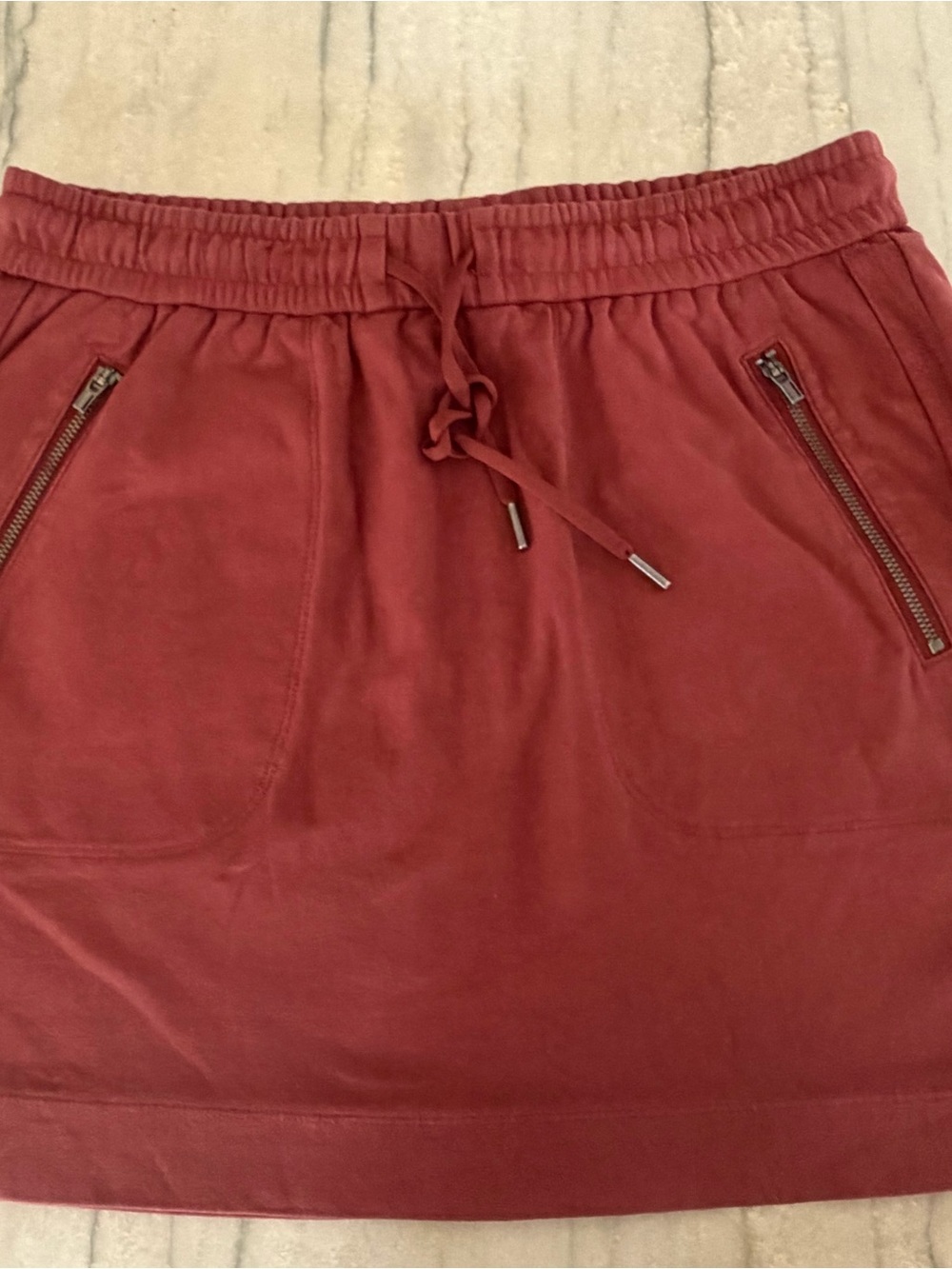 Athleta Drawstring Mini Skirt in Deep Red